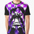 Black Rock Shooter anime character graphic tee featuring insane design with purple, checkerboard, and flames