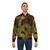 Bomber jacket with a golden Chinese dragon pattern, a mythical creature design. - Lifestyle