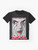 "I Don't Need to Sell My Soul" graphic t-shirt featuring a woman with red lips and a tear drop - Flat lay