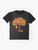 Graphic T-shirt featuring a playful cat climbing a stylized tree design. - Flat lay