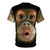 Illustration of a funny chimpanzee face on a t-shirt - Back