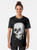A black and white graphic t-shirt featuring the "All is Vanity" skull design by artist Charles Allan Gilbert. - Women