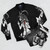 Satanic occult bomber jacket featuring Baphomet imagery - Flat lay