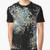 Black and multicolor sequin ombre glitter graphic t-shirt