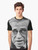 Graphic t-shirt featuring a portrait of French philosopher Jean Paul Sartre and existentialist themes - Men