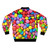 Colorful and vibrant bomber jacket with a rainbow and candy print design - Back