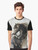 A majestic black stallion rearing up in a powerful graphic design on a black t-shirt. - Men