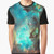 Green Galaxy Graphic T-Shirt with Nebula and Cosmic Designs