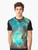 Green Galaxy Graphic T-Shirt with Nebula and Cosmic Designs - Men