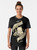 "Save the Game" Kawaii Graphic T-Shirt featuring a fantasy-inspired design with a feather pen, book, and bat wings - Women