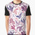 A whimsical graphic t-shirt featuring a dragon breathing colorful fire in shades of pink and purple.