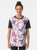 A whimsical graphic t-shirt featuring a dragon breathing colorful fire in shades of pink and purple. - Women