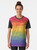 Gay Pride Skies Graphic T-Shirt featuring a colorful rainbow design - Women