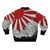 A Japanese-inspired bomber jacket with a bold, brushed red rising sun design. - Back