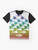 Escher-inspired optical illusion graphic t-shirt featuring colorful nature and animal elements - Flat lay
