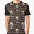 Graphic t-shirt design featuring a librarian, books, and a rose and skeleton