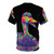 Colorful abstract design featuring a happy, smiling duck on a t-shirt - Back