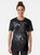 Graphic t-shirt featuring the phrase "What's Yours Is Mine" with a speedster design - Women