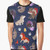 Balto the wolf-dog reaching for the northern lights in the Alaskan sky on a graphic t-shirt