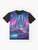 A futuristic cityscape with neon lights and a high-tech, cyber design. - Flat lay