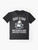 Fathers Day graphic t-shirt featuring the text "Just a Dad Who Always Came Back with the Milk" and an illustration of a dad carrying milk. - Flat lay