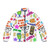 The Price is Right themed puffer jacket featuring a collage of iconic game show moments