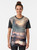 Cosmic fantasy alien landscape graphic t-shirt design featuring a futuristic, sci-fi illustration of an alien world. - Women