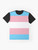 Transgender pride flag graphic design on a t-shirt - Flat lay