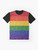 Glitter LGBTQ pride rainbow flag graphic design on a t-shirt - Flat lay