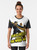 Vintage-style graphic t-shirt featuring Frankenstein and the Wolf Man, classic horror movie characters - Women