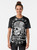 Akira inspired graphic t-shirt featuring vintage biker design with capsules, characters Kaneda and Tetsuo, and cyberpunk elements. - Women