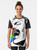 Singing rainbow graphic t-shirt with a vibrant, colorful meme design - Women
