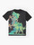 Drachenmagier forest spirit graphic design with deer, antlers, and foliage on a green t-shirt - Flat lay