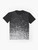 Infinity abstract t-shirt design featuring a starry night sky, sparks, and space elements - Flat lay