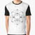 Geometric dodecahedron line work design on a t-shirt