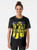"Getting Away With It" graphic t-shirt featuring the James band logo in blue and yellow colors - Women
