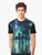 Rainy Tokyo at Night Cyberpunk Graphic T-Shirt featuring a neon-lit cityscape with skyscrapers and a futuristic, dystopian atmosphere. - Men