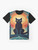 Vintage art deco cat graphic t-shirt with a glamorous, retro design - Flat lay