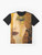 Vintage t-shirt featuring a graphic design inspired by the famous art nouveau paintings of Gustav Klimt and the goddess Freya. - Flat lay