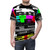 A stylish, glitchy abstract art t-shirt with a distorted, textured graphic design in a retro, vintage-inspired style. - men front