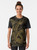 Golden Chinese dragon pattern on a black background graphic t-shirt - Women