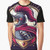 An illustration of a valiant knight's profile on a graphic t-shirt