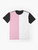 Half pink and white minimalist graphic t-shirt - Flat lay