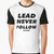 Graphic t-shirt with the text "Lead Never Follow Leaders"