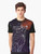 Graphic t-shirt featuring a watercolor-style illustration of a fox surrounded by stars, planets, and cosmic elements in a galaxy-inspired design. - Men