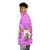 Colorful puffer jacket with a whimsical rainbow dragon design for mental health and positive affirmations - men side left