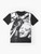 Dolores O'Riordan fan art montage graphic t-shirt in black and white with pen and ink style design - Flat lay