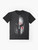 Spartan warrior graphic t-shirt featuring dark art, helmet, and bloody design - Flat lay