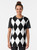 Harlequin Diamonds Graphic T-Shirt with a bold, monochrome diamond pattern - Women