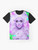 Trixie Mattel, a drag queen icon, featured on a colorful graphic t-shirt design - Flat lay